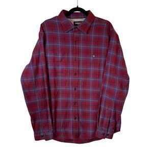 BONOBOS Shirt Men's XL Red/Blue‎ Plaid Cotton Standard Fit Long Sleeve Casual